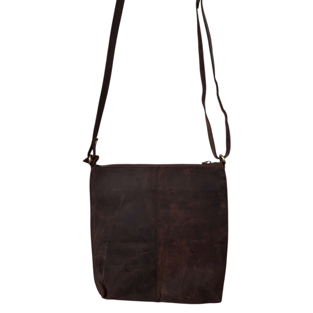 Estalon Brown Leather Crossbody Messenger Bag Purse - Picture 5 of 16
